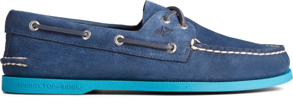 Authentic Original 2-Eye Color Sole Boat Shoe Navy Blue Sperry