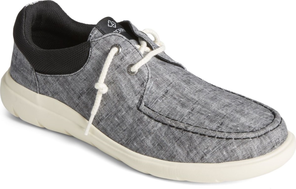Captain\s Moc Chambray Slip On Black Sperry