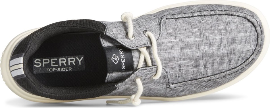Captain\s Moc Chambray Slip On Black Sperry