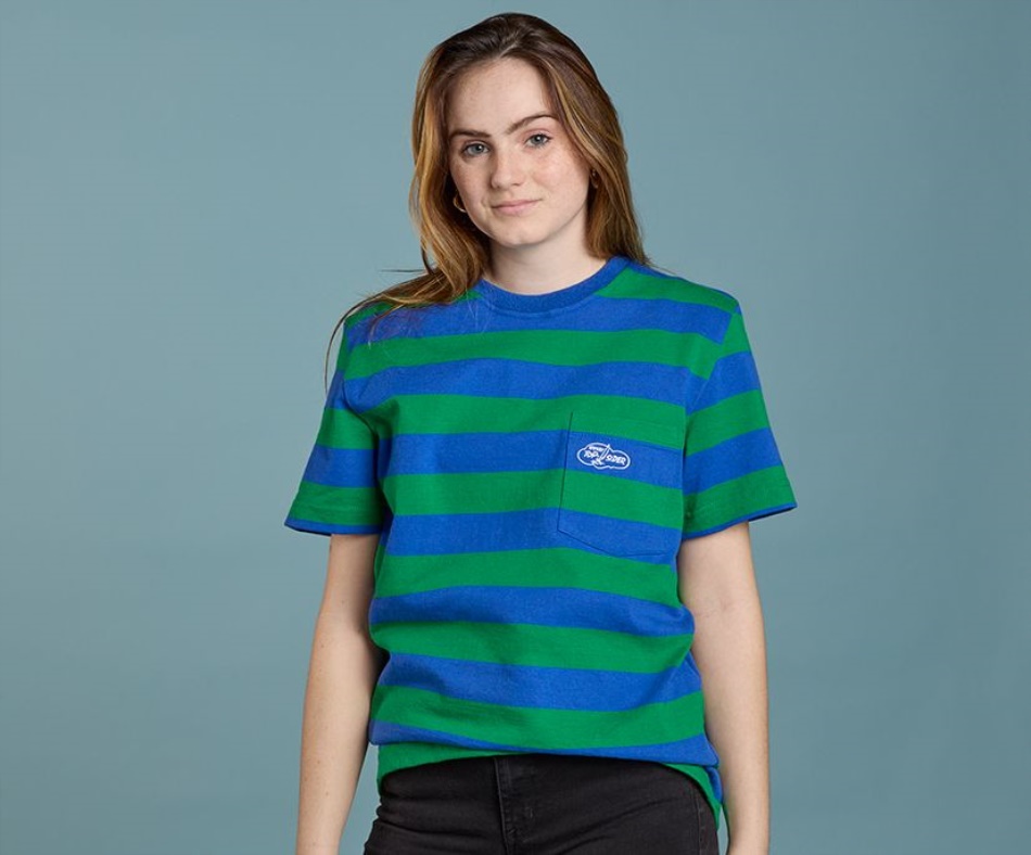 Cloud Rugby Stripe Pocket T-Shirt Blue Green Sperry