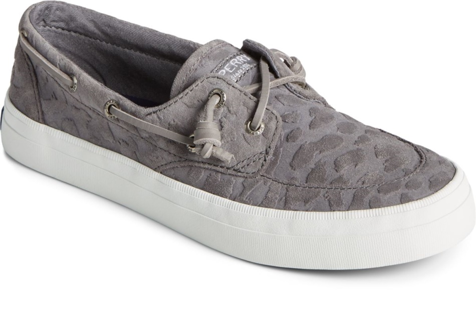 Crest Boat Cheetah Suede Sneaker Sperry Grey