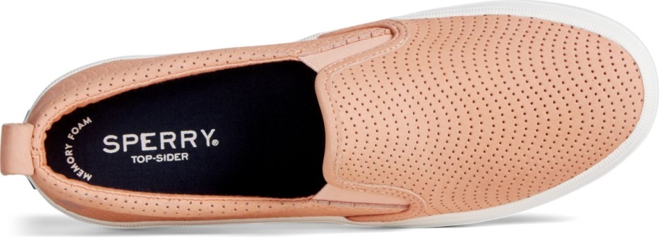 Crest Twin Gore Leather Wave Perforated Sneaker Peach Sperry