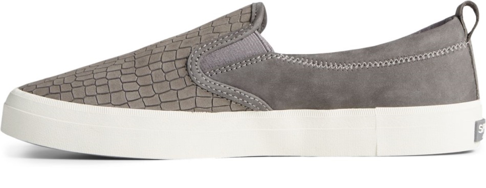 Crest Twin Gore PLUSHWAVE Snake Leather Slip On Sneaker Grey Sperry