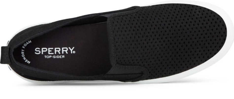 Crest Twin Gore Perforated Slip On Sneaker Black Sperry