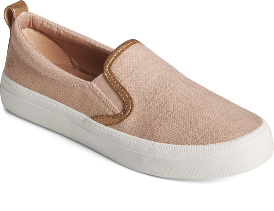 Crest Twin Sparkle Gore Cross Linen Sneaker Rose Sperry