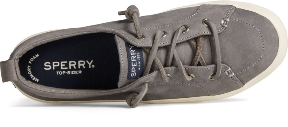Crest Vibe Tumbled Leather Sneaker Dark Grey Sperry