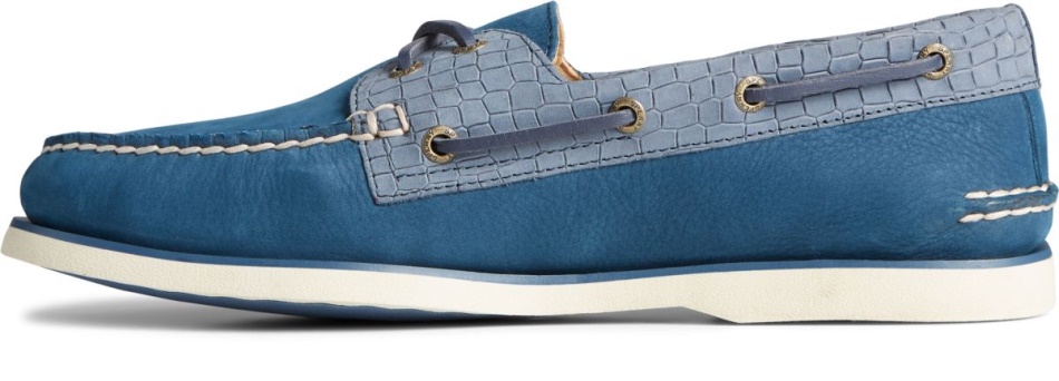 Gold Cup Authentic Original 2-Eye Croc Embossed Boat Shoe Sperry Navy Multi