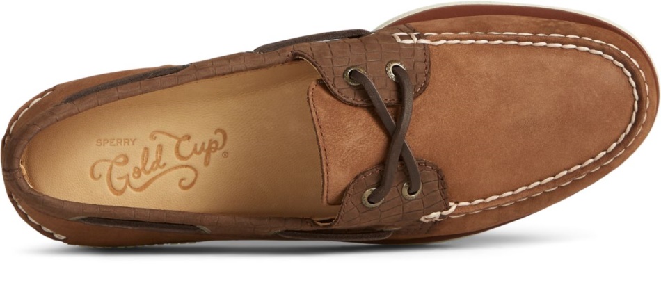 Gold Cup Authentic Original 2-Eye Croc Embossed Boat Shoe Tan Multi Sperry