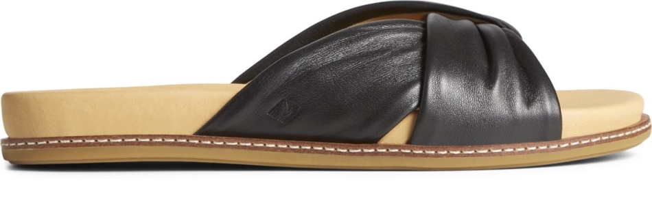Gold Cup Waveside PLUSHWAVE Cross Slide Sandal Black Sperry