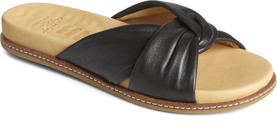 Gold Cup Waveside PLUSHWAVE Cross Slide Sandal Black Sperry