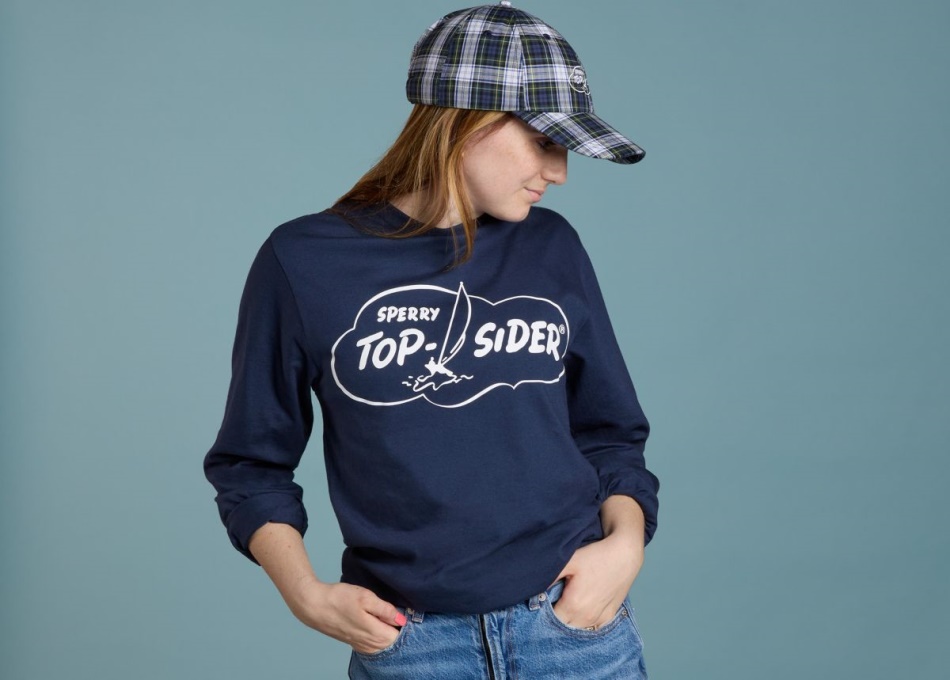Made in USA Cloud Crew Neck Sweatshirt Navy Sperry