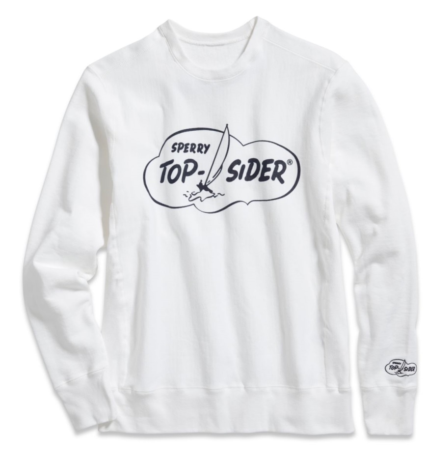 Made in USA Cloud Crew Neck Sweatshirt Sperry White