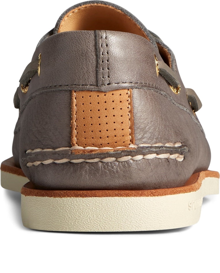 Male Gold A/O 2-Eye Boat Shoe Lace Shoes Charcoal Sperry