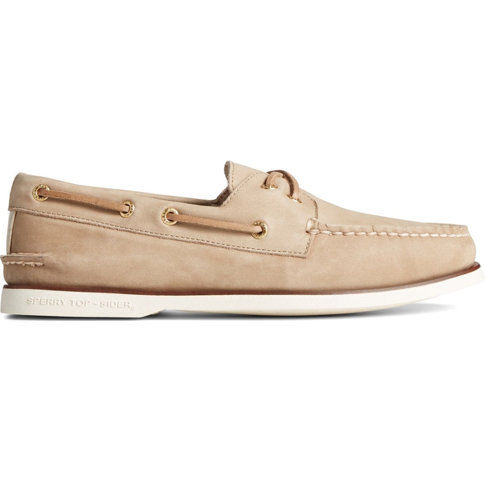 Mens A/O 2-Eye Boat shoe Cream Sperry