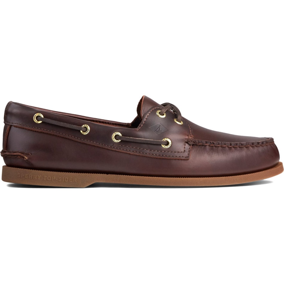 Mens Authentic Original Leather Boat Shoe Amaretto Sperry
