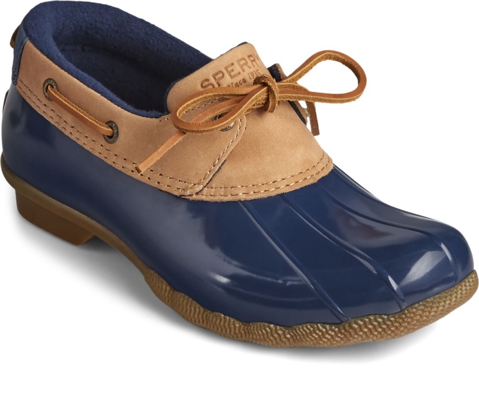 Saltwater 1-Eye Leather Duck Boot Tan Navy Sperry
