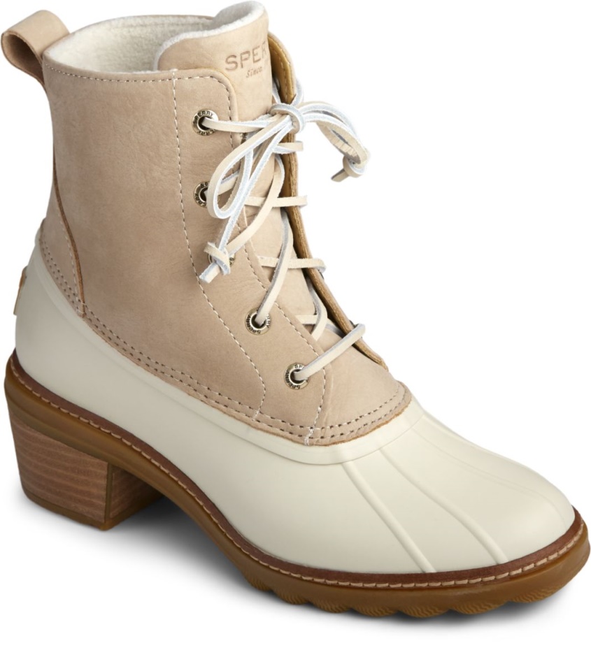 Saltwater Heel Leather Duck Boot Sperry Ivory