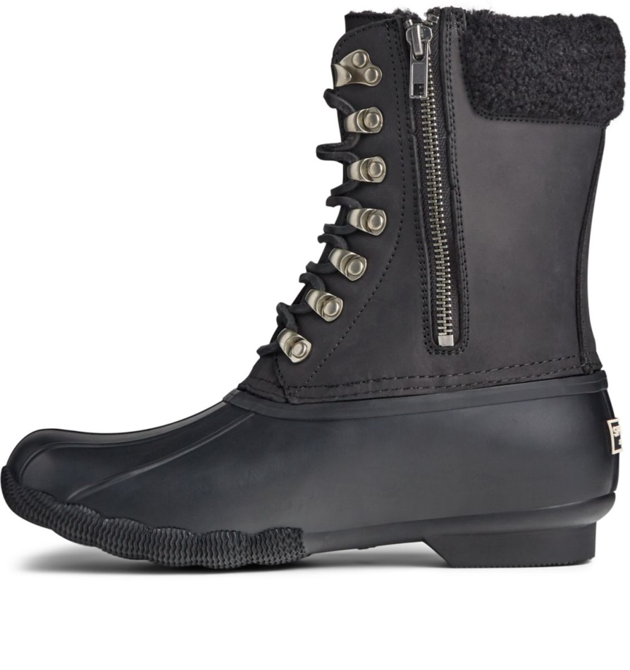 Saltwater Tall Cozy Leather Duck Boot Sperry Black