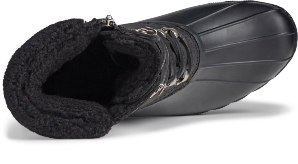 Saltwater Tall Cozy Leather Duck Boot Sperry Black