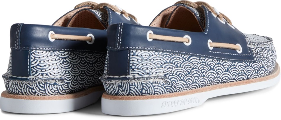 Sperry Cloud Authentic Original 3-Eye Wave Print Boat Shoe Navy