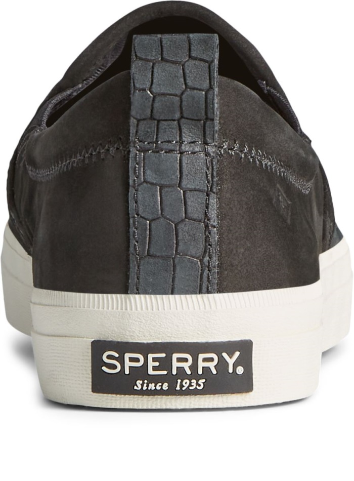 Sperry Crest Twin Gore PLUSHWAVE Snake Leather Slip On Sneaker Black