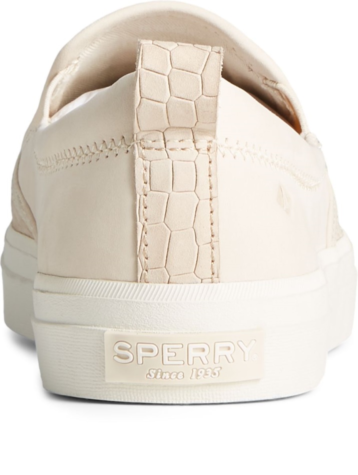 Sperry Crest Twin Gore PLUSHWAVE Snake Leather Slip On Sneaker Ivory