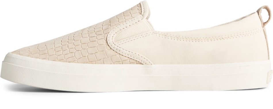Sperry Crest Twin Gore PLUSHWAVE Snake Leather Slip On Sneaker Ivory