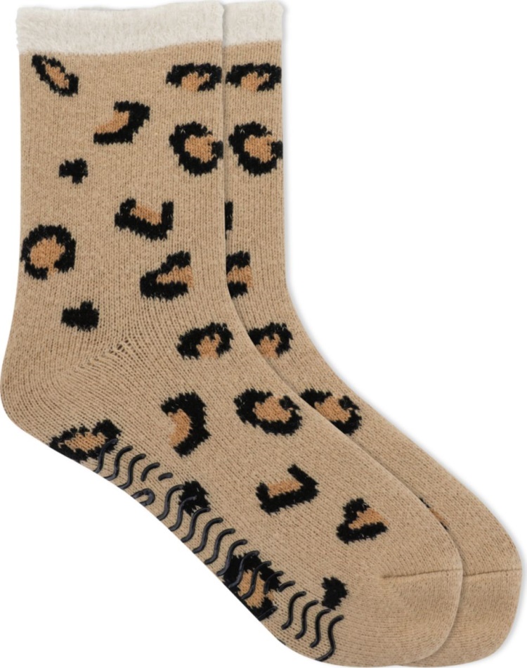 Sperry Leopard Cabin Cozy Sock Tan