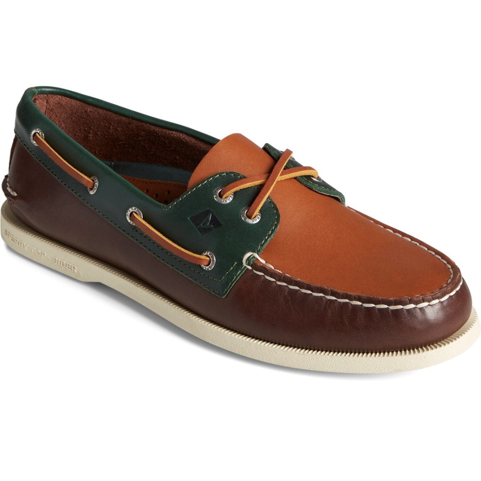 Sperry Men\s Authentic Original 2-Eye Tri-Tone Shoes Brown