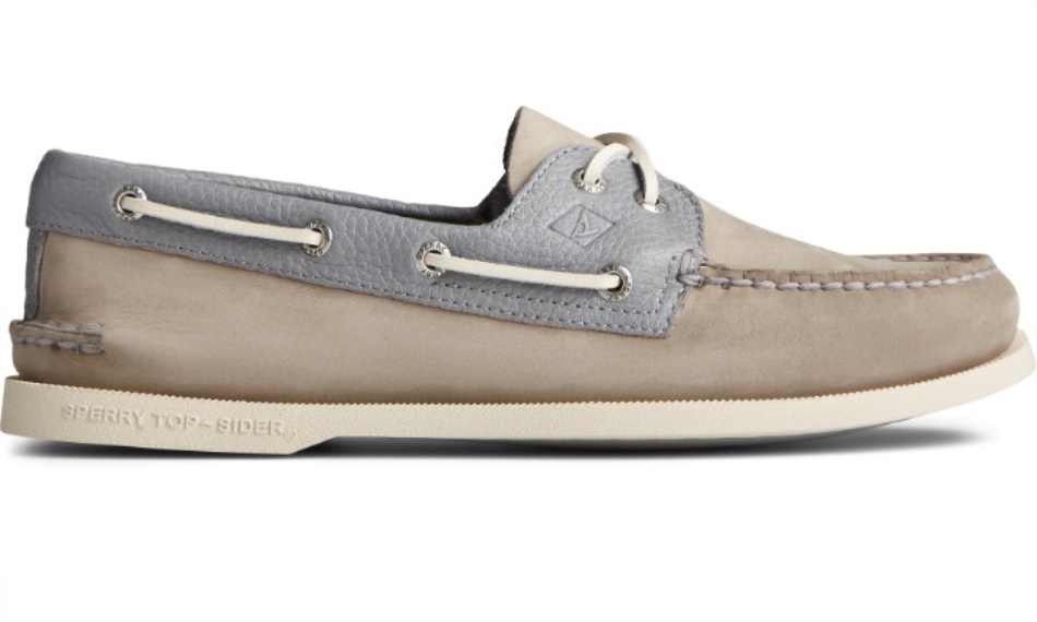 Sperry Men\s Authentic Original 2-Eye Tumbled Boat Shoe Grey
