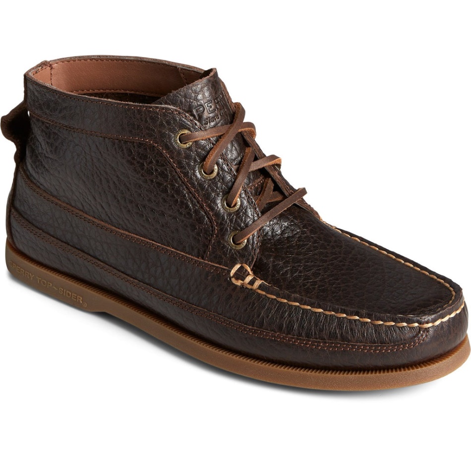 Sperry Men\s Authentic Original Boat Chukka Tumbled Boots Brown