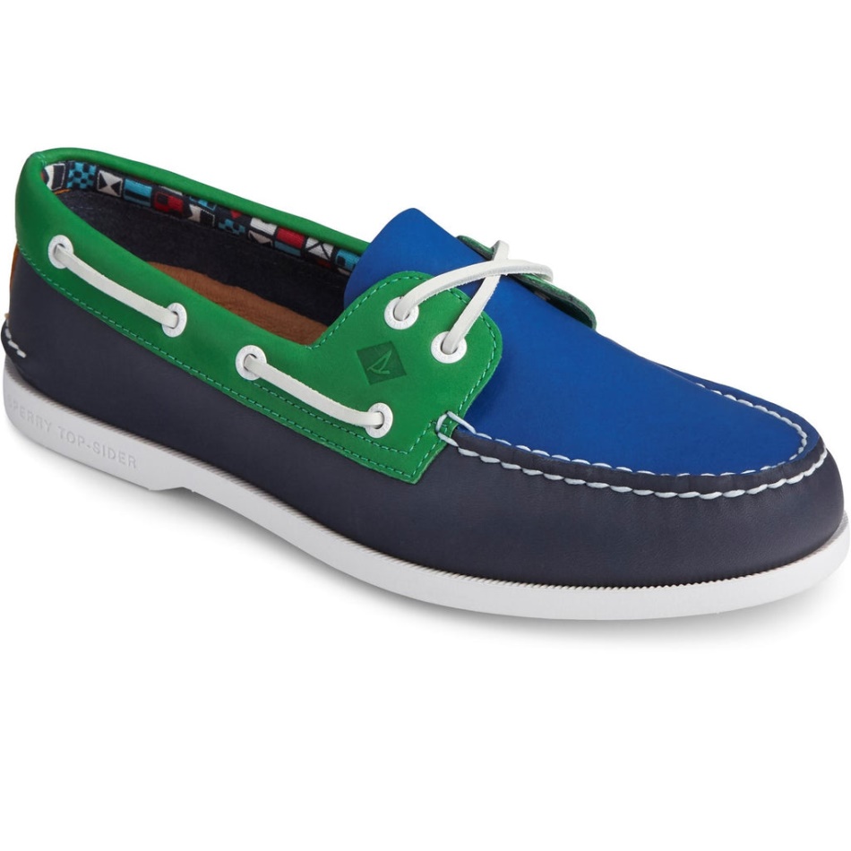 Sperry Men\s Authentic Original PLUSHWAVE Boat Shoe Navy Multi