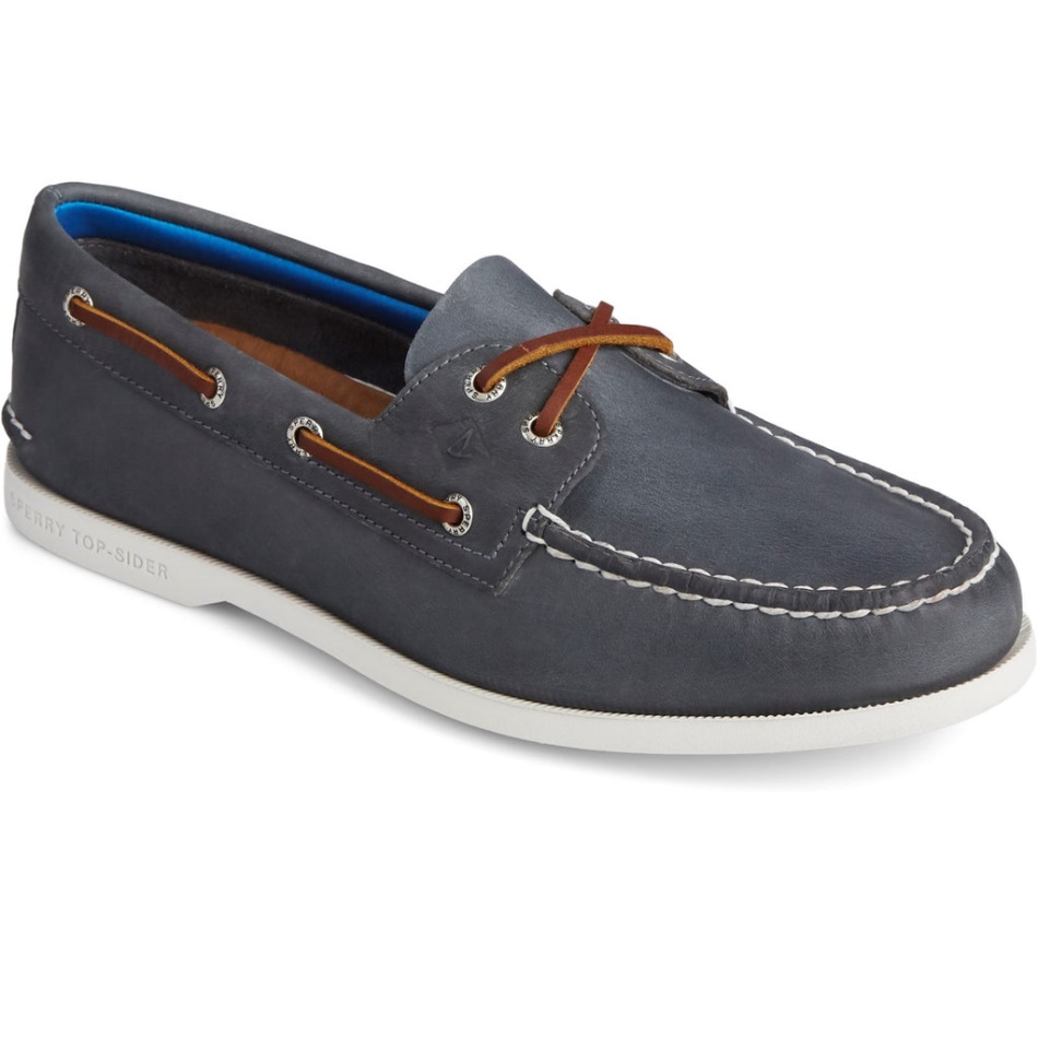 Sperry Men\s Authentic Original PLUSHWAVE Washable Boat Shoe Navy
