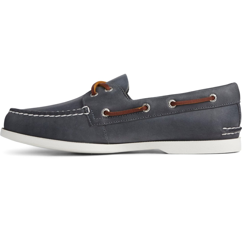 Sperry Men\s Authentic Original PLUSHWAVE Washable Boat Shoe Navy