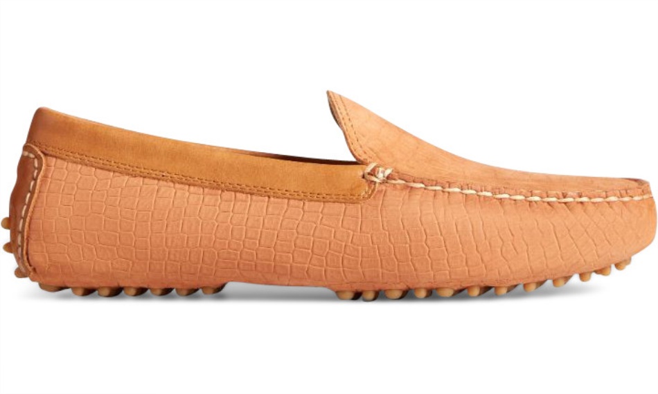 Sperry Mens Gold Cup Meridian Croc Embossed Driver Tan