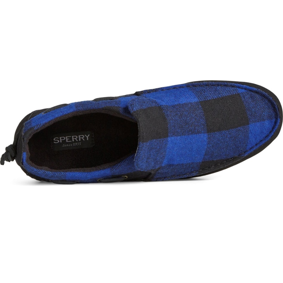 Sperry Men\s Moc-Sider Buffalo Check Shoes Blue