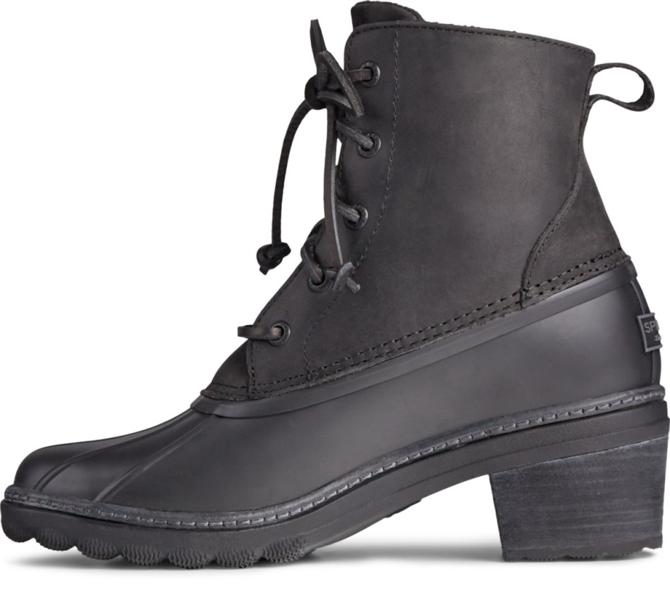 Sperry Saltwater Heel Leather Duck Boot Black