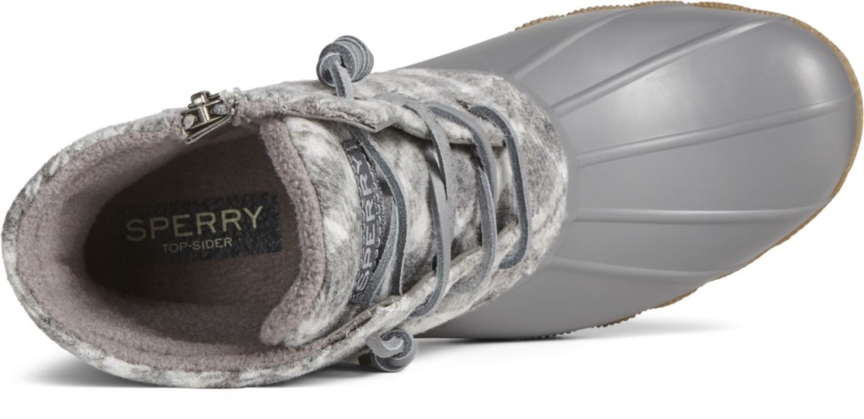 Sperry Saltwater Plaid Wool Duck Boot Grey