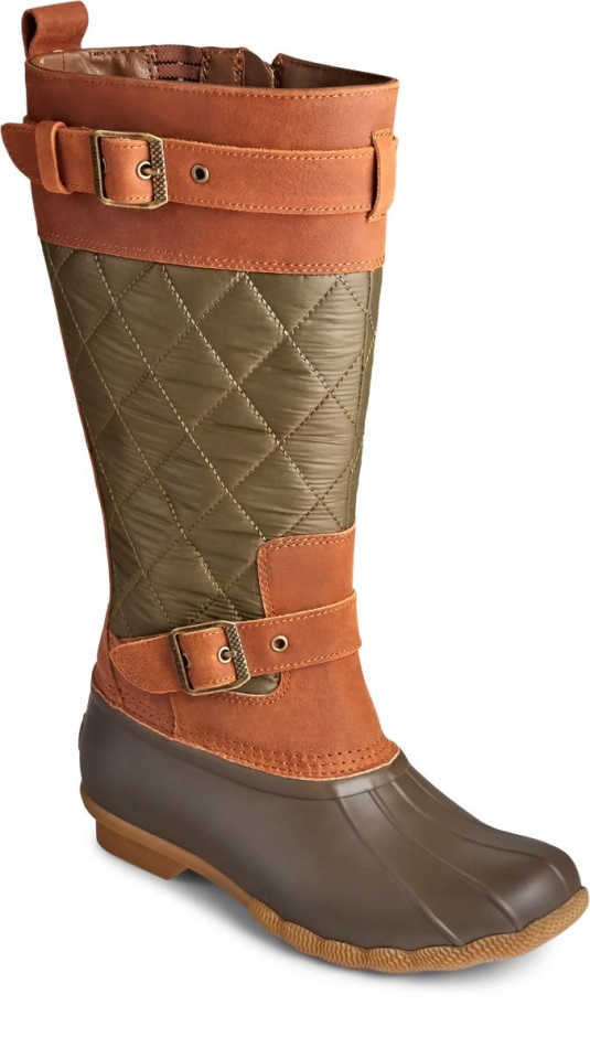 Sperry Saltwater Tall Nylon Duck Boot Olive Brown