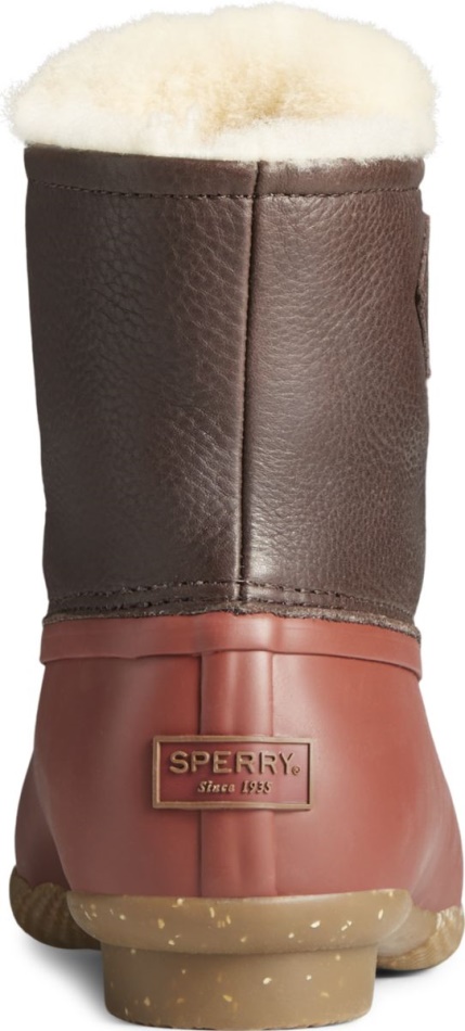 Sperry Saltwater Winter Luxe Leather Duck Boot Thinsulate Tan Red