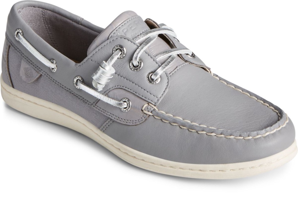 Sperry Songfish Croc Leather Boat Shoe Grey