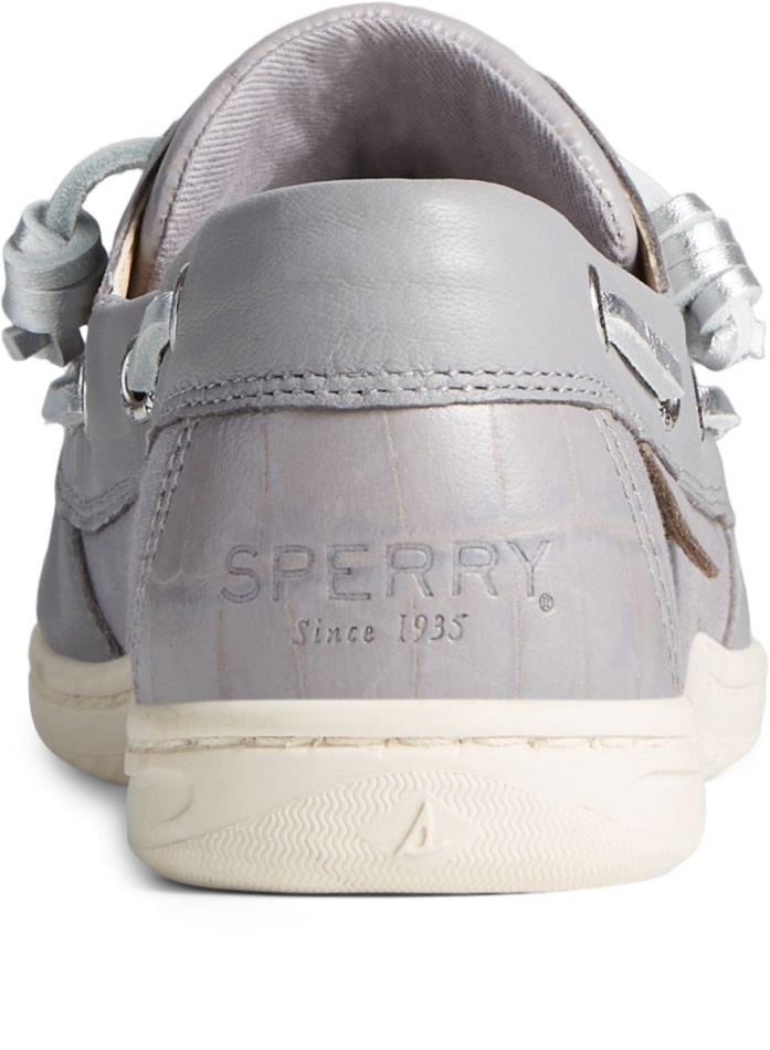 Sperry Songfish Croc Leather Boat Shoe Grey