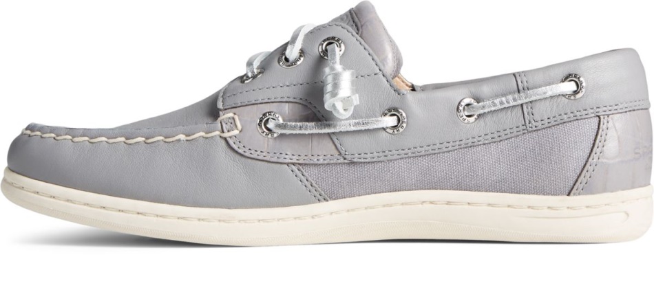 Sperry Songfish Croc Leather Boat Shoe Grey