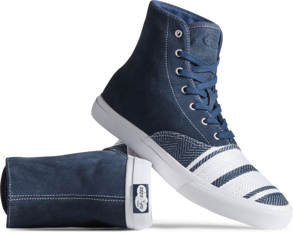 Sperry Unisex Cloud CVO Linen Hi Sneaker Navy