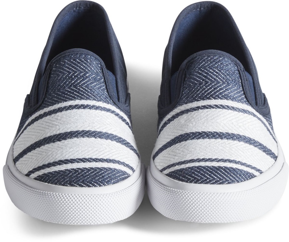 Sperry Unisex Cloud Linen Slip On Sneaker Navy