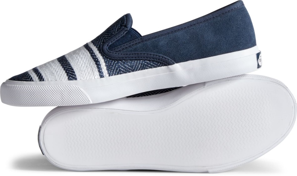 Sperry Unisex Cloud Linen Slip On Sneaker Navy