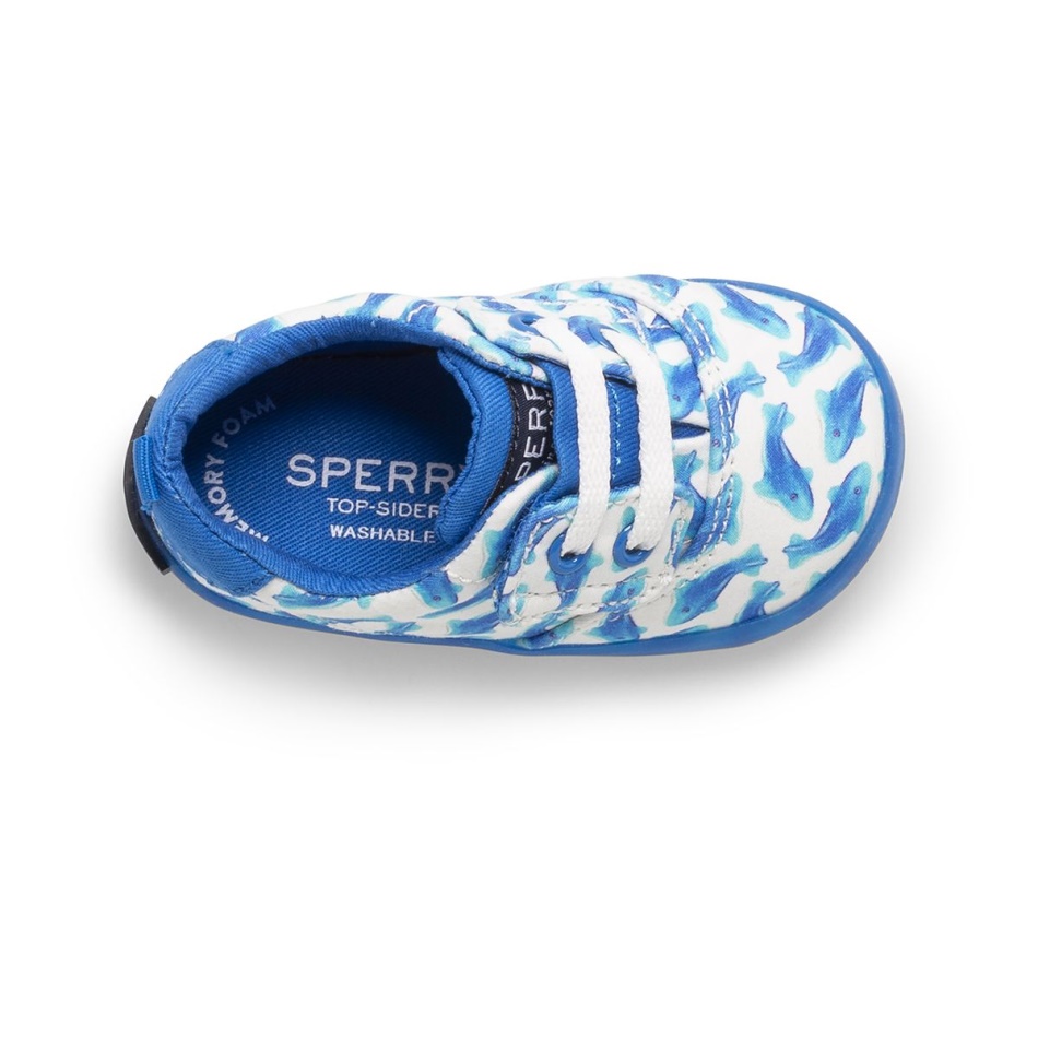 Spinnaker Crib Junior Washable Sneaker White Blue Sperry