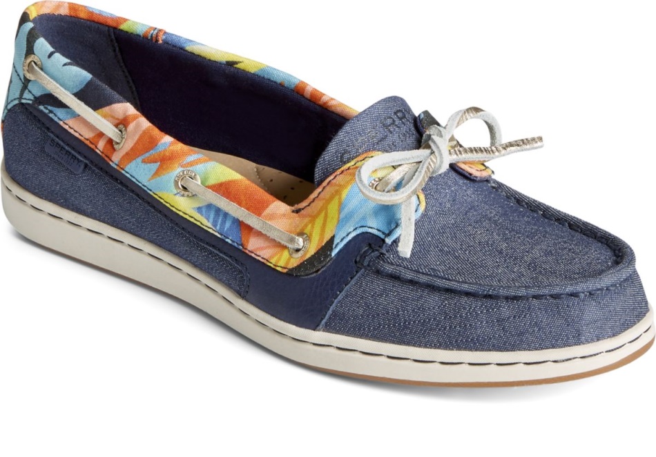 Starfish Coral Floral Boat Shoe Navy Multi Sperry