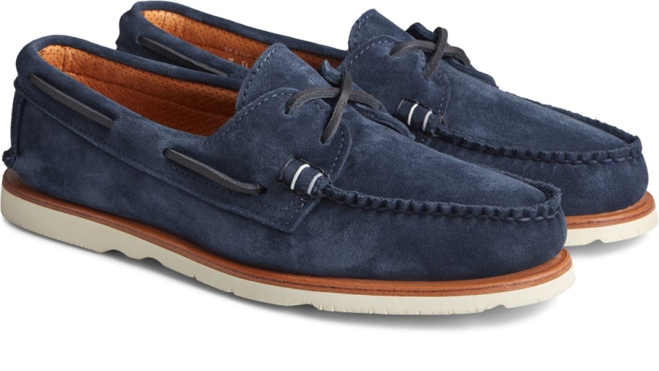 Sunspel x Sperry Authentic Original 2-Eye Suede Boat Shoe Navy Sperry