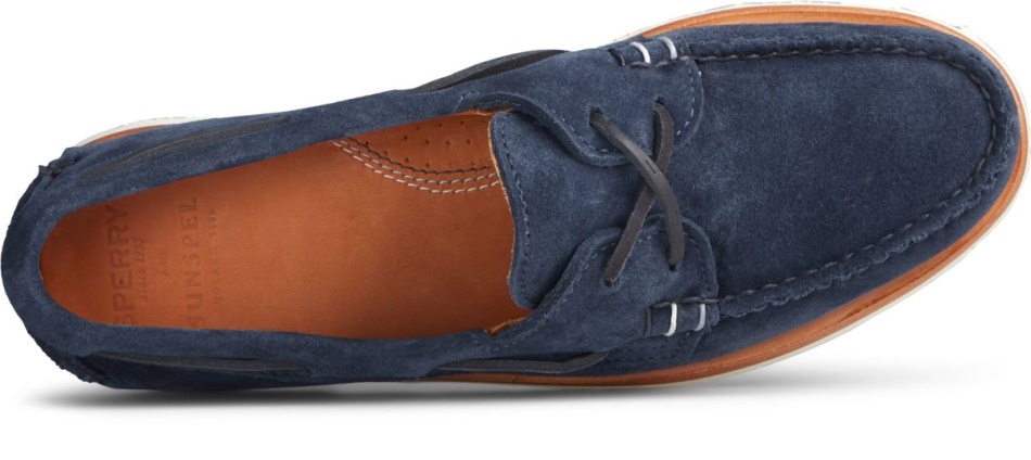 Sunspel x Sperry Authentic Original 2-Eye Suede Boat Shoe Navy Sperry